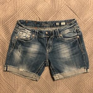 Miss Me Mid Thigh Cut Off Jeans